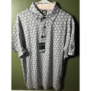 NWT FootJoy Shadow Palm Lisle Leafs All Over Print Golf Polo Shirt Men’s Medium